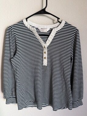 Lauren Conrad Navy and White Striped Women’s Top
